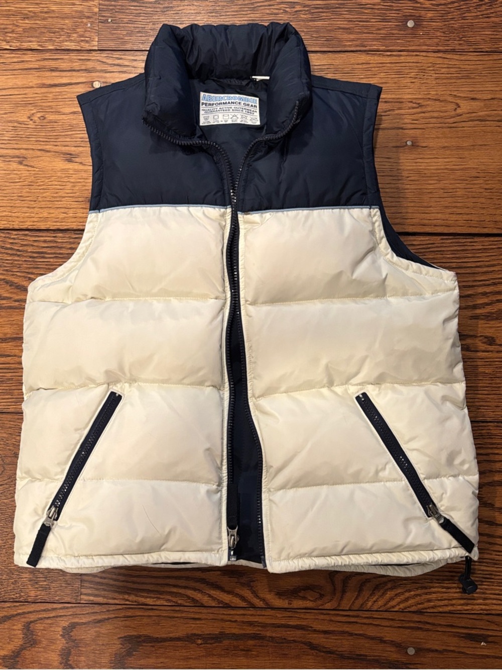 Women’s Vintage Abercrombie Two-Tone Puffer Vest - Navy & Cream